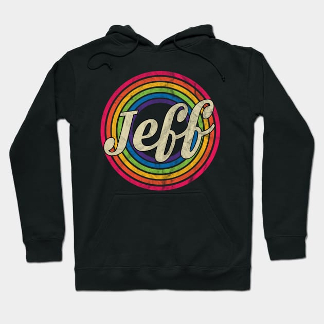 Jeff - Retro Rainbow Faded-Style Hoodie by MaydenArt